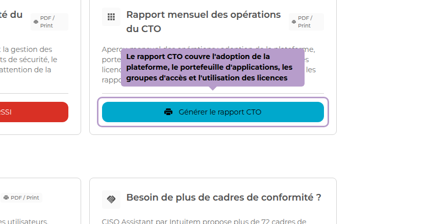 Le rapport CTO couvre l'adoption de la plateforme, le portefeuille d'applications, les groupes d'accès et l'utilisation des licences