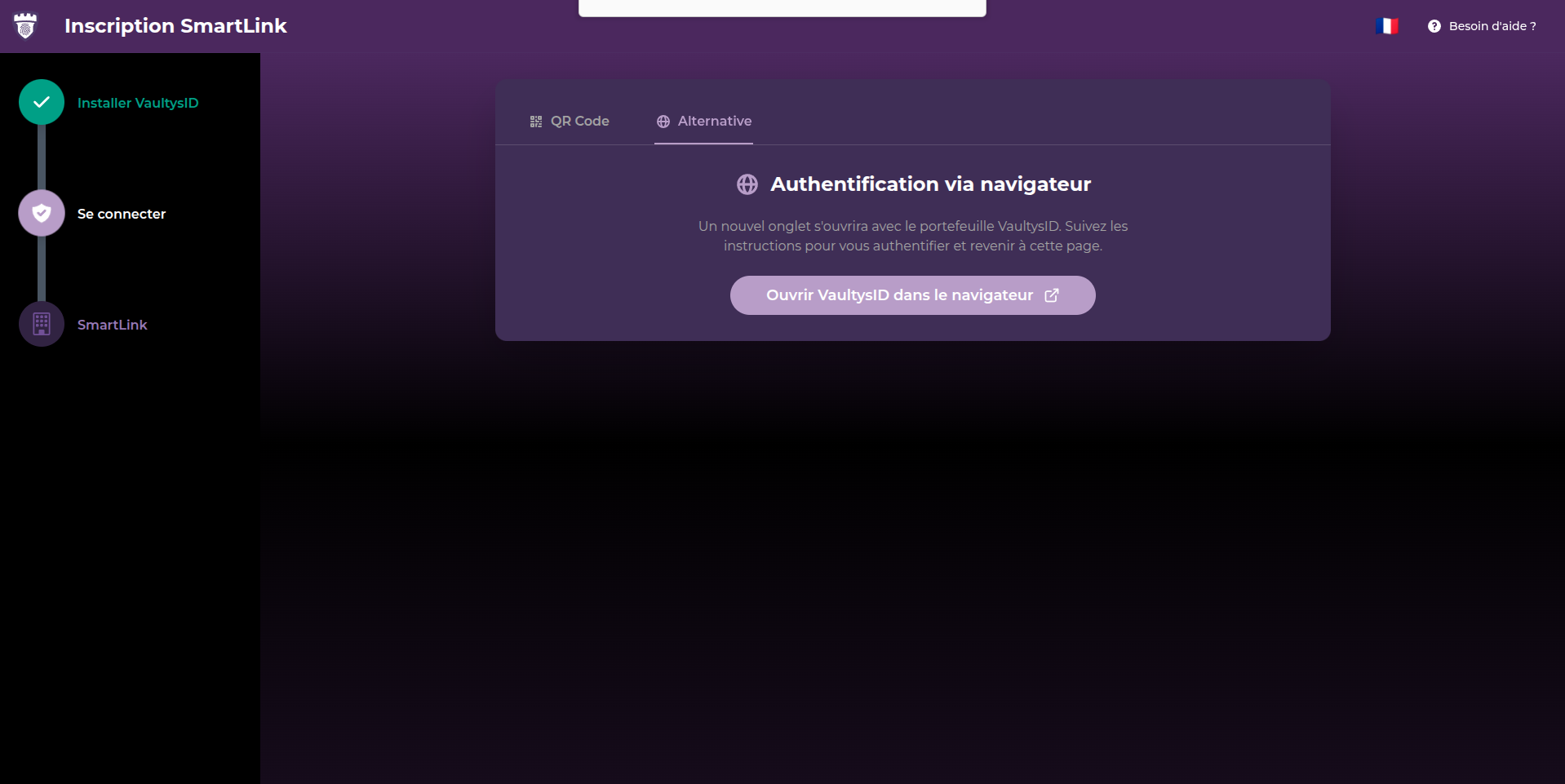 S'authentifier avec VaultysID dans le navigateur web