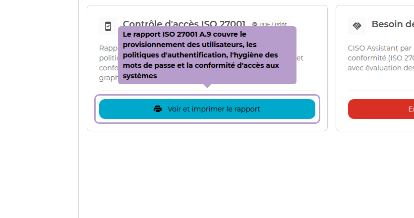 Der ISO 27001 A.9-Bericht behandelt die Benutzerbereitstellung, Authentifizierungsrichtlinien, Passworthygiene und Zugriffskontrollkonformität