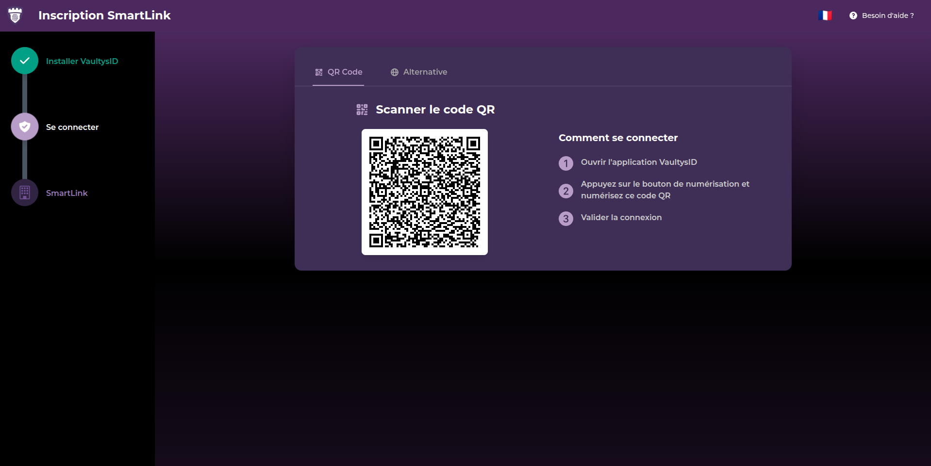 Scanner le QR code avec VaultysID