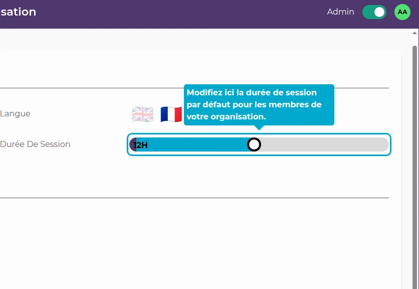 Sitzungsdauer-Schieberegler