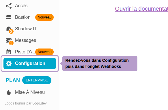 Go to Configuration then to the Webhooks tab