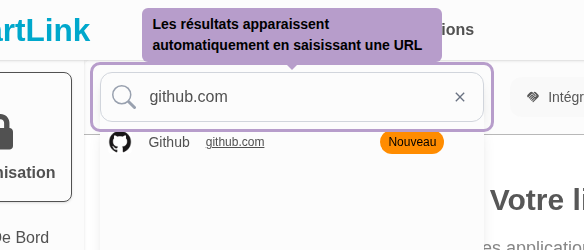 Results appear automatically when entering a URL