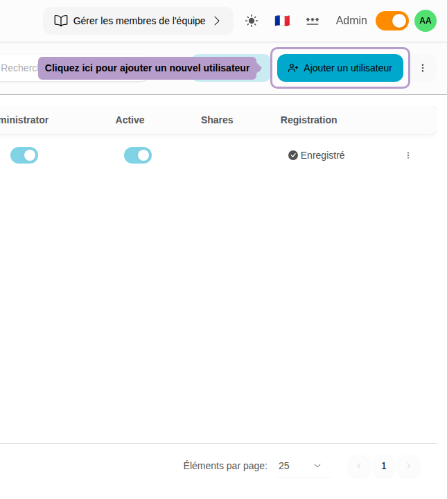 单击此处添加新用户