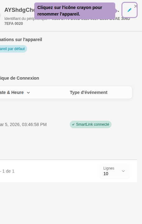 单击铅笔图标重命名设备。