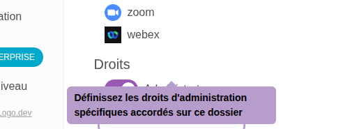 选择在该文件夹上授予的特定管理权限