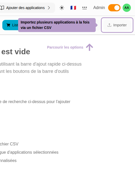 通过 CSV 文件一次性导入多个应用程序
